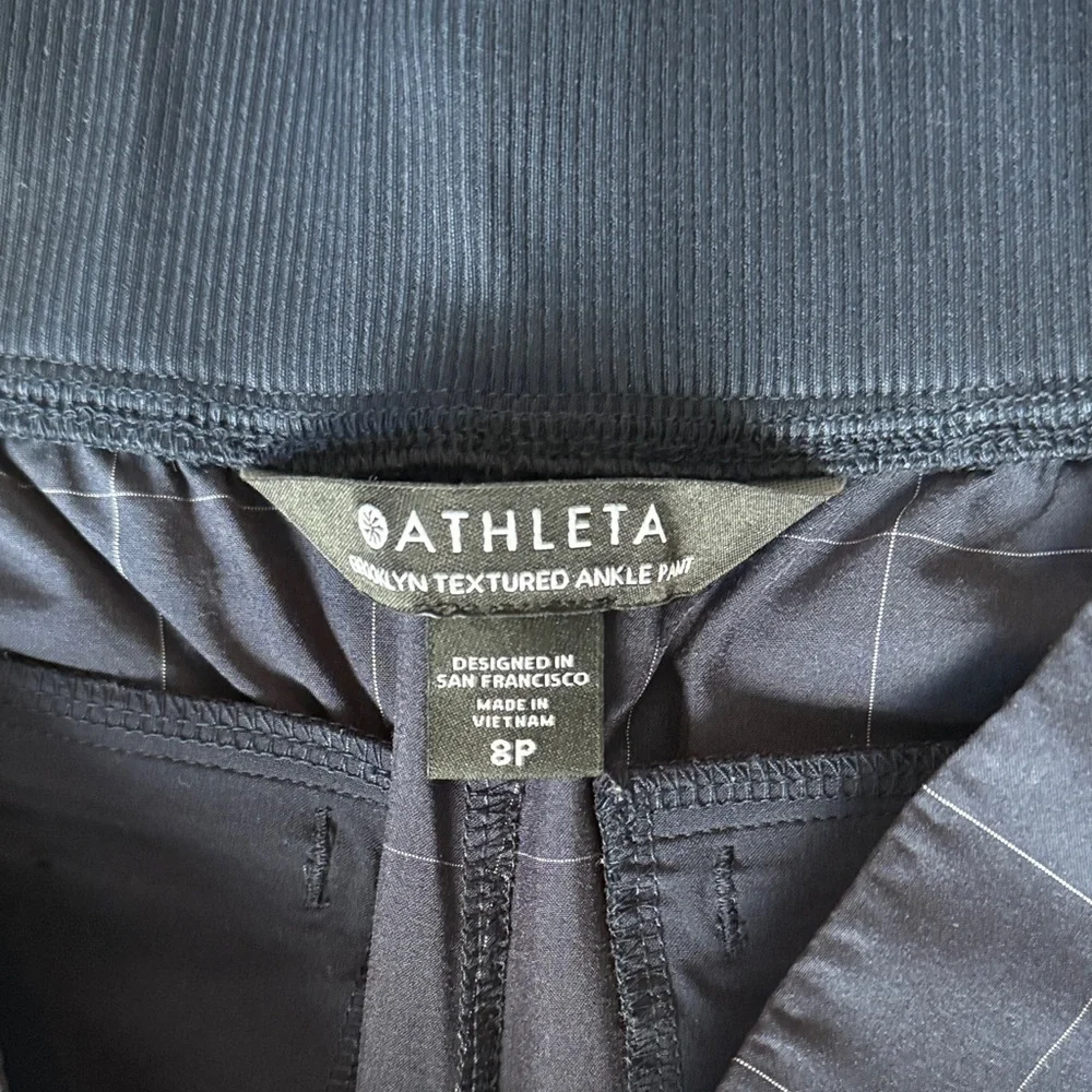 Athleta Brooklyn Ankle Pant Navy Checkered Mid Rise - Picture 3 of 5